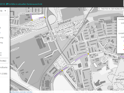 2018 gab es keine Unfälle mit Radbeteilung auf dem Zweirichtungsradweg August-Bebel-Straße