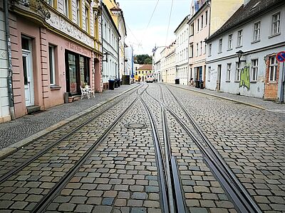 Straßenbahnschienen in der Ritterstraße