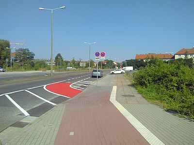 Herunterleitung auf den "Schutzstreifen" in der Bauhofstraße