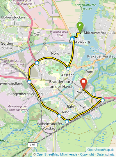 Route II ab Regattstrecke/Massowburg