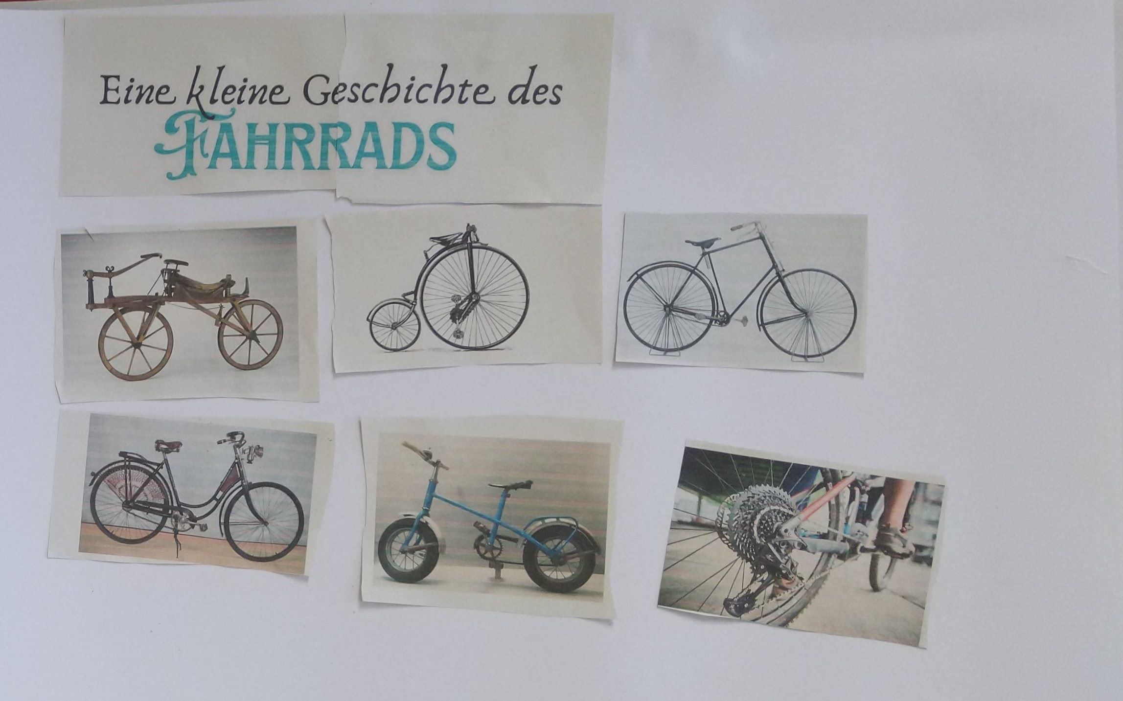 Poster mit verschiedene alten Fahrrädern 